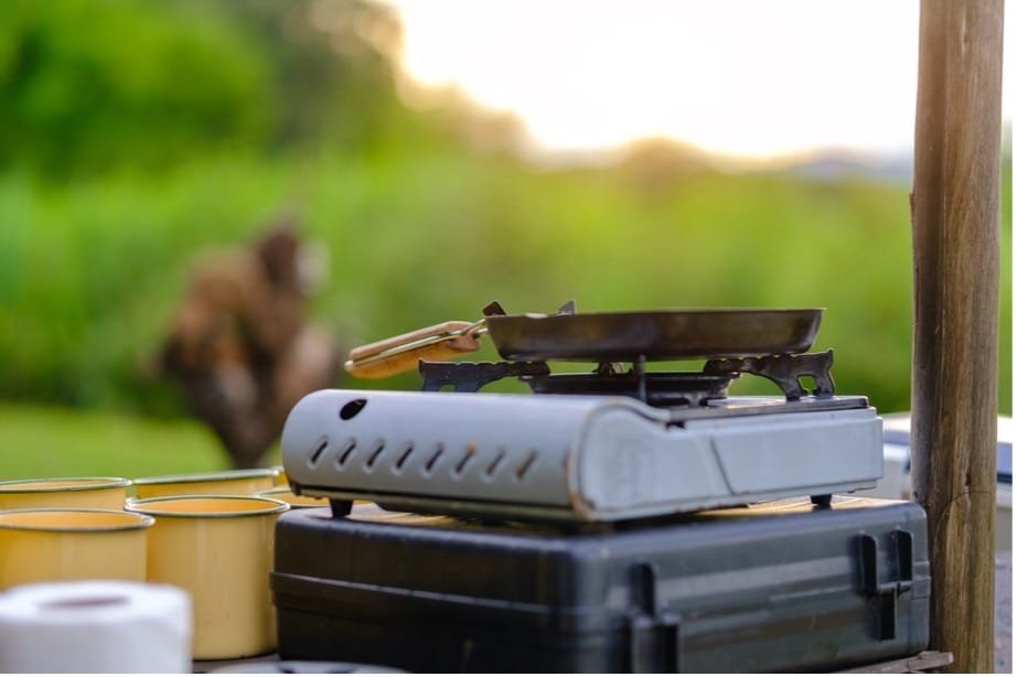 A pan on top of a gas stove