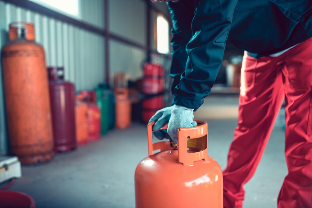 bottled gas in a storage