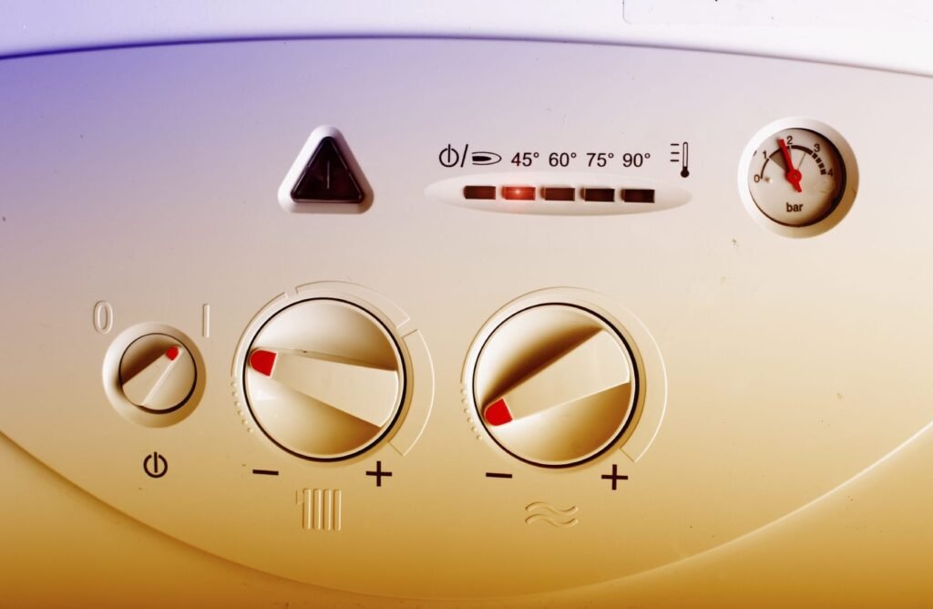 Detail of control panel of house heating boiler